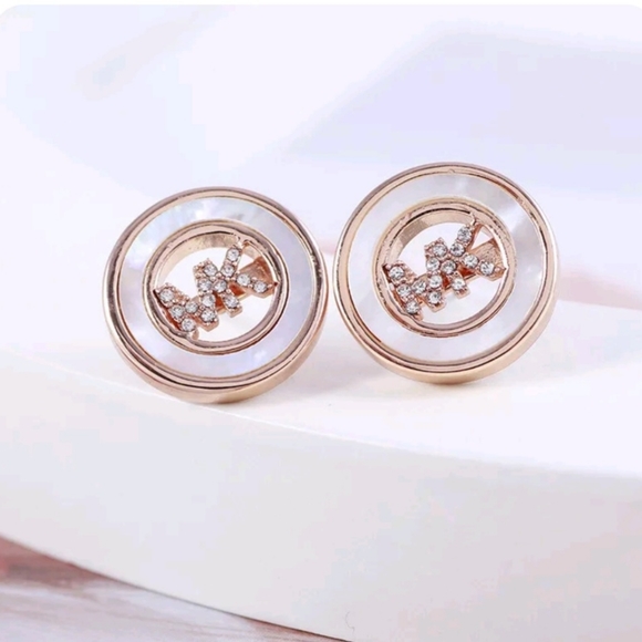 Michael Kors Rose Gold MOP Earrings - Picture 1 of 8